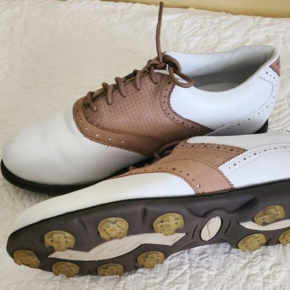 Women's Nike Air Lined Golf Leather Shoes Saddle Oxfords White Size 6M - Picture 6 of 10